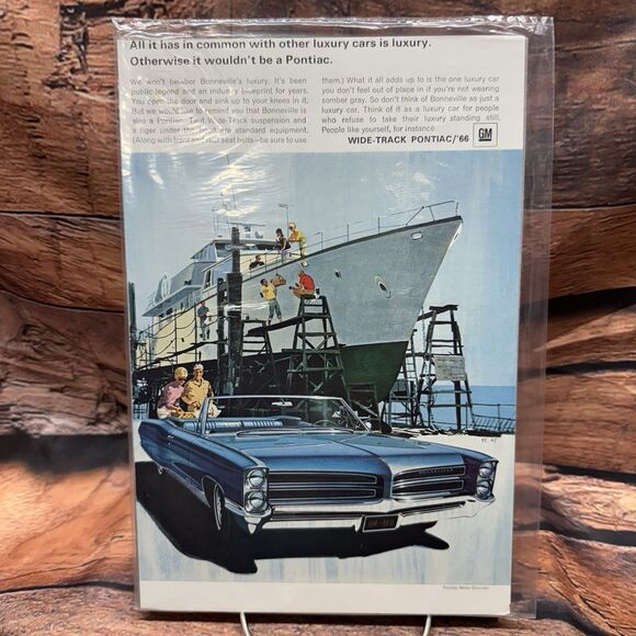 Vintage 1966 Pontiac Bonneville Convertible Yacht Ship Classic Car Print Ad GM - Picture 1 of 6